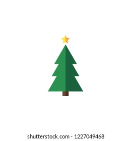 green christmas tree icon. flat design