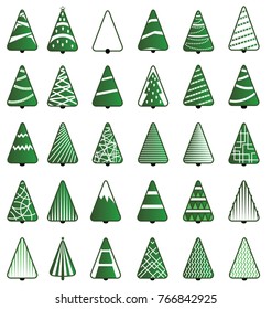 Green Christmas Tree Icon set