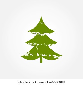Green Christmas tree icon. Vector illustration.