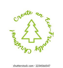 Ilustración vectorial del icono verde del árbol de Navidad. Celebración de la tarjeta de Navidad Ecológica.