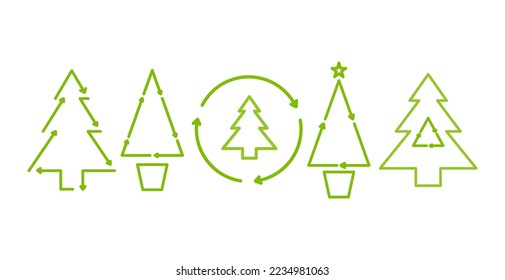 Green Christmas tree icon vector illustration. Eco-Friendly Christmas card celebration.
