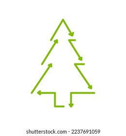 Green Christmas tree icon vector illustration. Eco-Friendly Christmas card celebration.