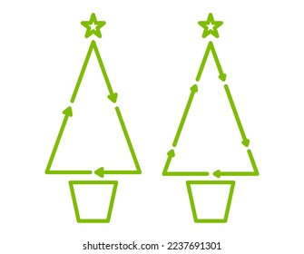 Ilustración vectorial del icono verde del árbol de Navidad. Celebración de la tarjeta de Navidad Ecológica.