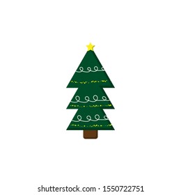 Green christmas tree icon for your work, poster, cartoon or christmas.