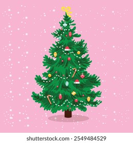 ilustração árvore de Natal verde, design plano árvore de Natal sobre fundo branco. eps