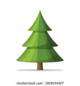 Green Christmas tree isolated on white. Vector Christmas tree green, traditional symbol for the new year illustration.