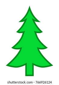 Green Christmas tree. Isolated vector color image on white background.