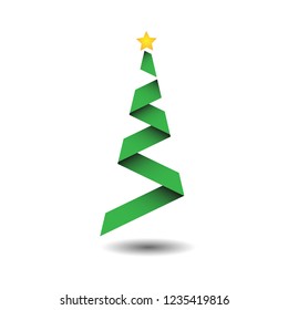 green christmas tree logo vector easy icon