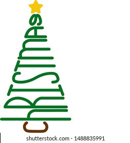 Green Christmas tree made with letters