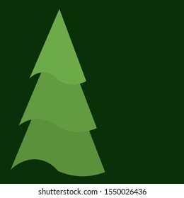 Green Christmas tree on dark green background.Vector illustration.