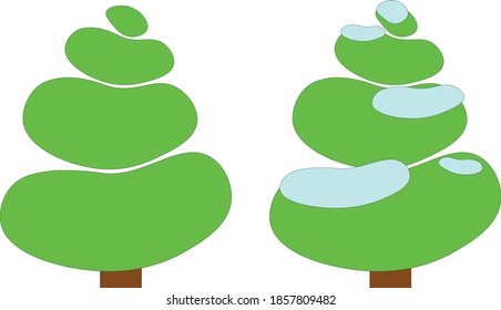 green christmas tree on white background