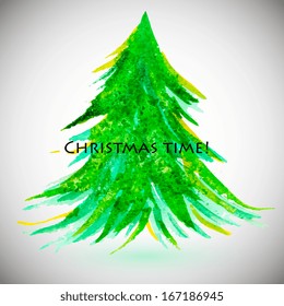 Green christmas tree, painted with paint