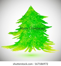 Green christmas tree, painted with paint