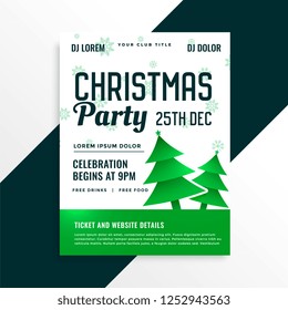 green christmas tree with christmas party celebration details