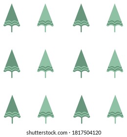 patrones de árboles de navidad verde en un vector de fondo blanco