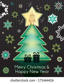 Green Christmas Tree with Present