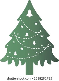 Silhueta de árvore de Natal verde com cor de gradiente. Ilustração de vetor no plano de fundo branco