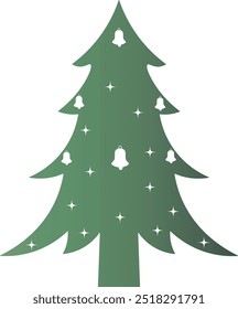 Silueta verde del árbol de Navidad con color degradado. Ilustración vectorial sobre fondo blanco