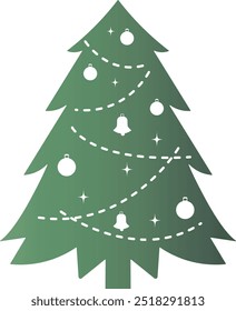 Silhueta de árvore de Natal verde com cor de gradiente. Ilustração de vetor no plano de fundo branco