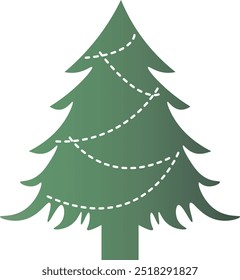 Silueta verde del árbol de Navidad con color degradado. Ilustración vectorial sobre fondo blanco