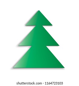green christmas tree soft shadow on white background