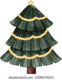 Árbol de Navidad verde con las luces de la estrella