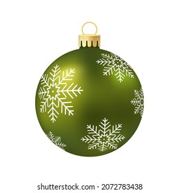 Green Christmas tree toy or ball Volumetric and realistic color illustration