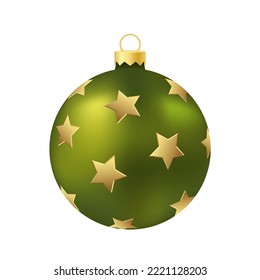 Green Christmas tree toy or ball Volumetric and realistic color illustration