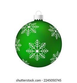 Green Christmas tree toy or ball Volumetric and realistic color illustration