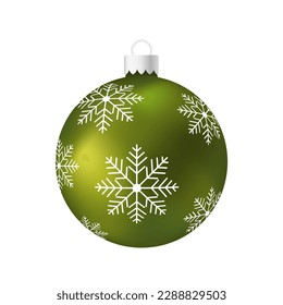 Green Christmas tree toy or ball Volumetric and realistic color illustration