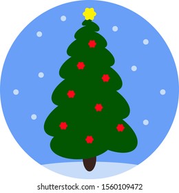 Green Christmas tree / vector icon