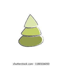 Green Christmas tree. Vector illustration.