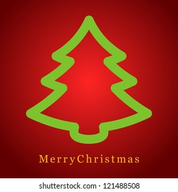 Green christmas tree. Vector illustration.
