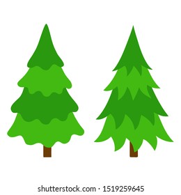 Green christmas tree, vector illustration, flat.