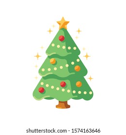 Green Christmas tree vector illustration
