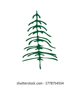 Green Christmas tree. Vector illustration 