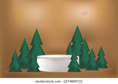 árboles de navidad verdes 3d navidad de fondo estadio 3d modelo ilustración vectorial
