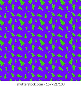 Green christmas trees on blue background seamless pattern, texture for design, vector