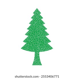 Green christmas trees in on white background. merry christmas tree made of white dots. snow needles. green christmas tree vector art work. happy new year