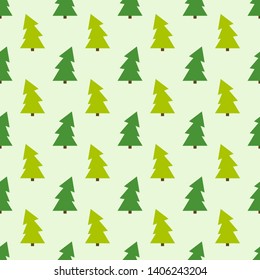 Green Christmas trees seamless pattern. Vector illustration