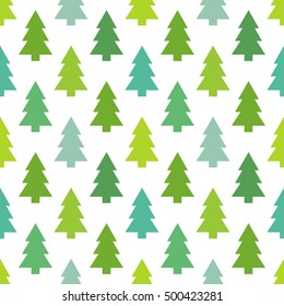 Green Christmas trees seamless pattern. Vector illustration