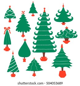 Green Christmas Trees set