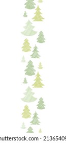 Green Christmas trees silhouettes textile vertical border seamless pattern background