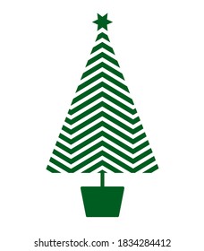 Green Christmas Trees with Star. Vector illustration and Icon.