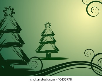 green christmas trees - vector