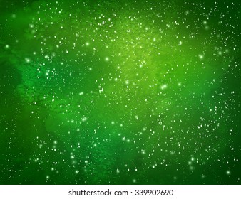 Green Christmas Watercolor Grunge Background Falling Stock Vector ...