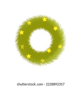 Green Christmas wreath with golden stars