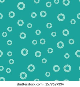 Green Christmas wreath icon isolated seamless pattern on green background. Merry Christmas and Happy New Year.  Vector Illustration