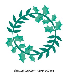 green christmas wreath over white