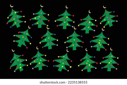 green christmast tree with black background vector